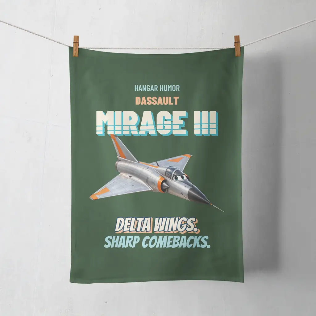 Dassault Mirage IIIC - Delta wings. Sharp comebacks. design on dark green towel