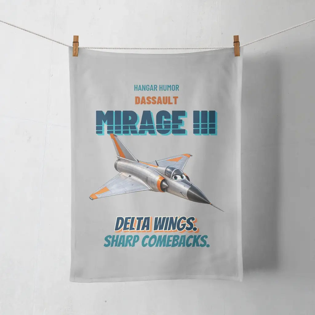 Dassault Mirage IIIC - Delta wings. Sharp comebacks. design on light gray towel