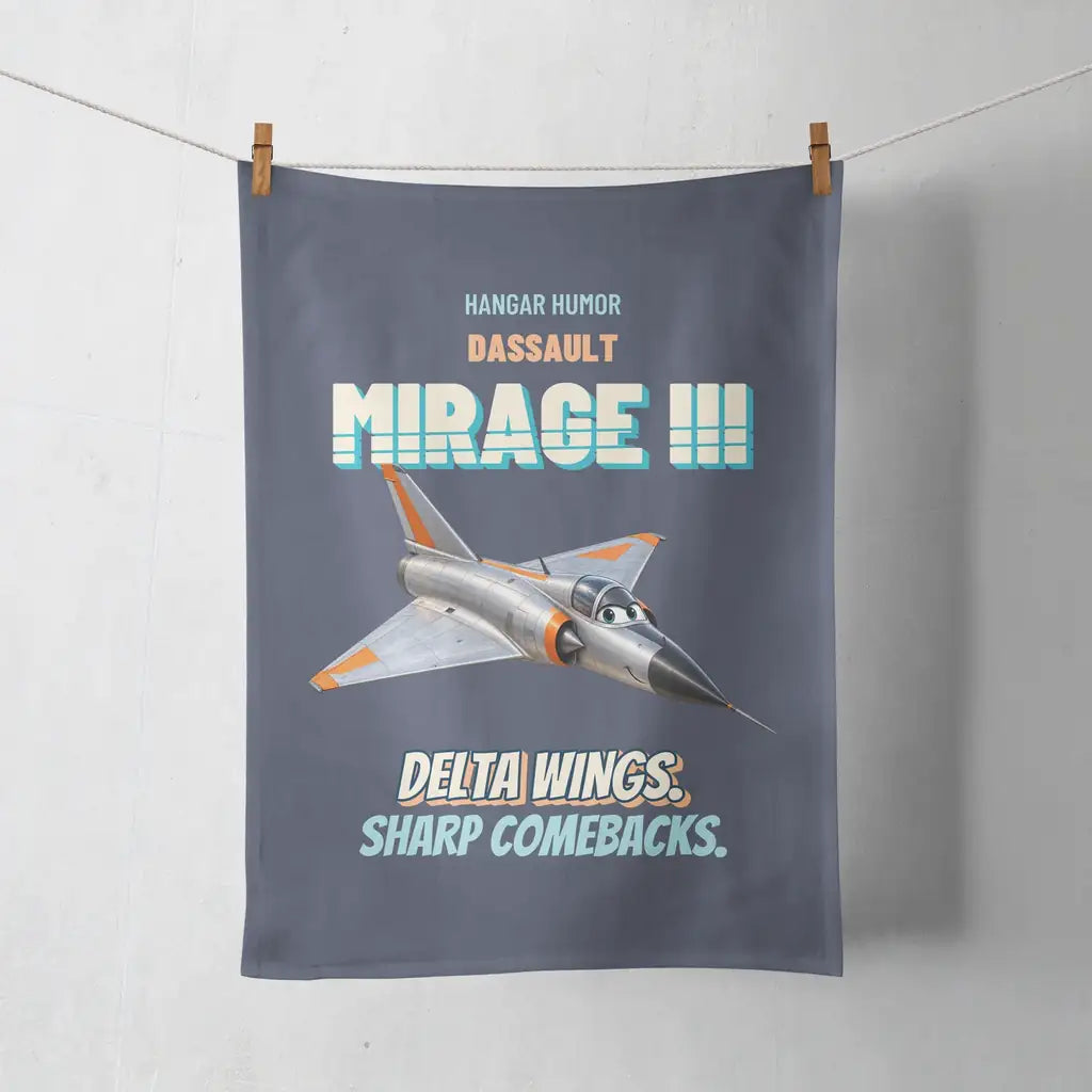 Dassault Mirage IIIC - Delta wings. Sharp comebacks. design on navy blue towel