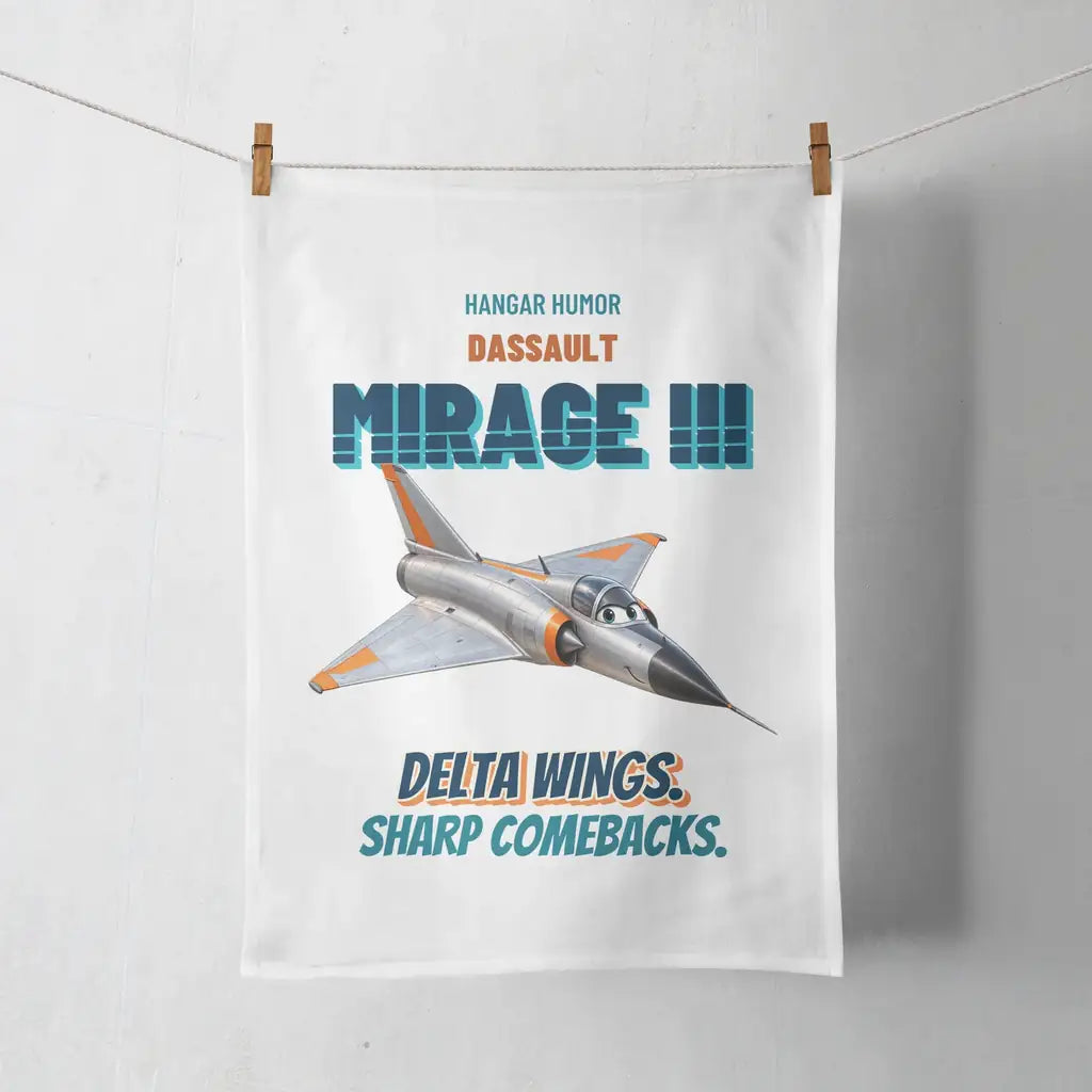 Dassault Mirage IIIC - Delta wings. Sharp comebacks. design on white towel