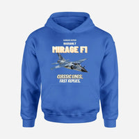 Thumbnail for Dassault Mirage F1C - Classic lines. Fast replies. design on blue hoodie single side