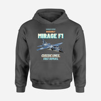 Thumbnail for Dassault Mirage F1C - Classic lines. Fast replies. design on dark gray hoodie single side