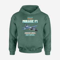 Thumbnail for Dassault Mirage F1C - Classic lines. Fast replies. design on green hoodie single side