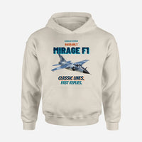 Thumbnail for Dassault Mirage F1C - Classic lines. Fast replies. design on khaki hoodie single side