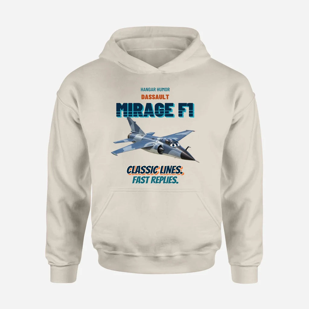 Dassault Mirage F1C - Classic lines. Fast replies. design on khaki hoodie single side