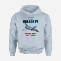Thumbnail for Dassault Mirage F1C - Classic lines. Fast replies. design on light blue hoodie single side