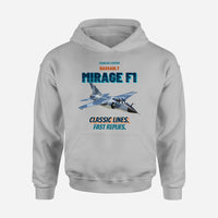 Thumbnail for Dassault Mirage F1C - Classic lines. Fast replies. design on light gray hoodie single side