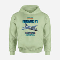 Thumbnail for Dassault Mirage F1C - Classic lines. Fast replies. design on light green hoodie single side
