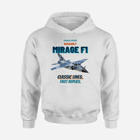 Thumbnail for Dassault Mirage F1C - Classic lines. Fast replies. design on white hoodie single side