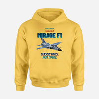 Thumbnail for Dassault Mirage F1C - Classic lines. Fast replies. design on yellow hoodie single side