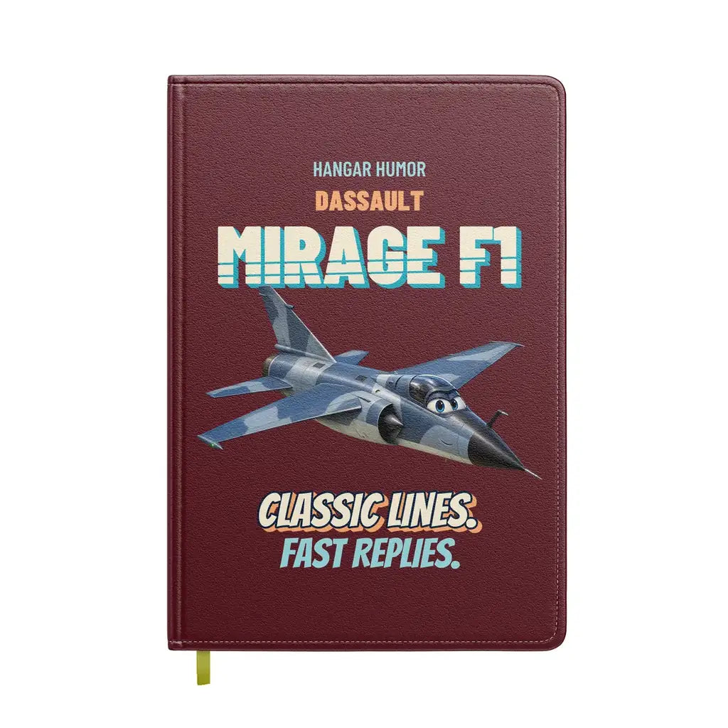Dassault Mirage F1C - Classic lines. Fast replies. design on dark red notebook