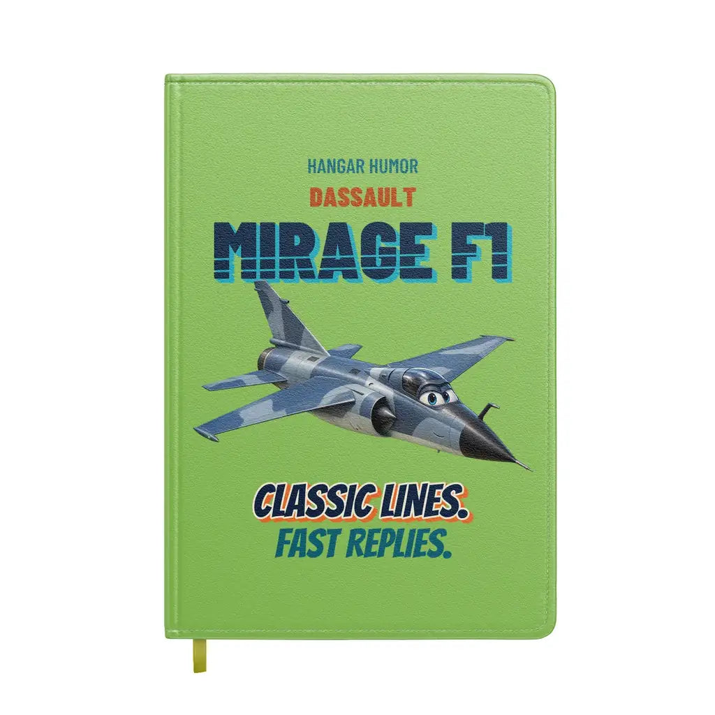 Dassault Mirage F1C - Classic lines. Fast replies. design on light green notebook