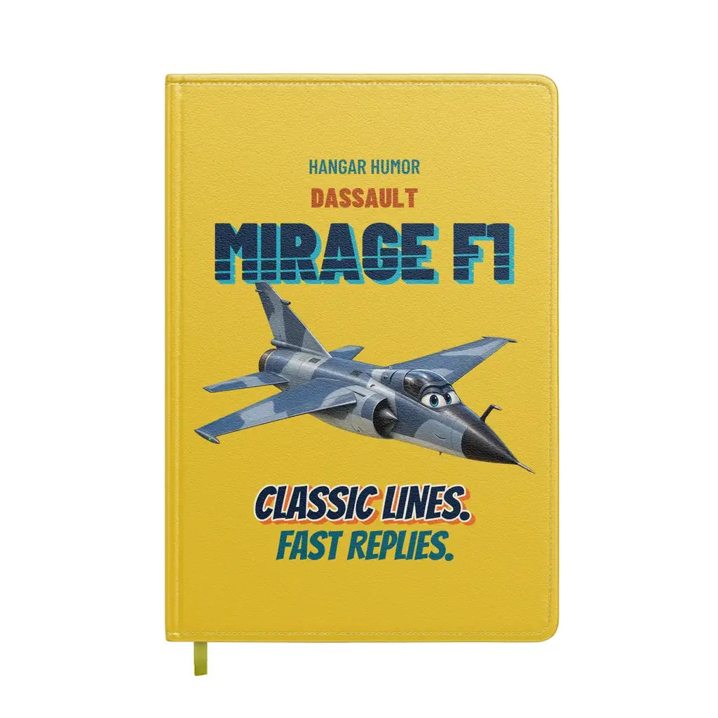 Dassault Mirage F1C - Classic lines. Fast replies. design on yellow notebook