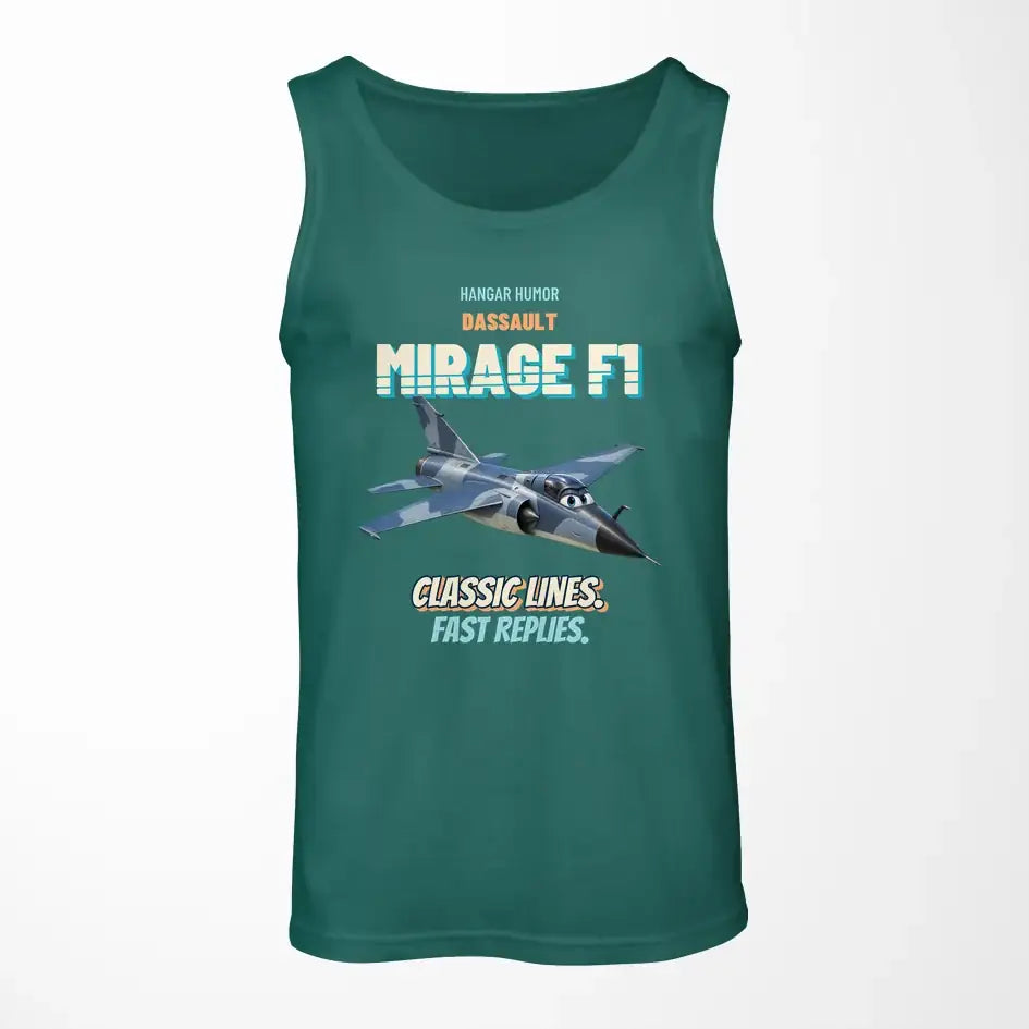 Dassault Mirage F1C - Classic lines. Fast replies. design on green tank top