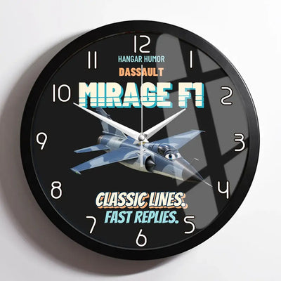 Dassault Mirage F1C - Classic lines. Fast replies. design on black framed wall clock