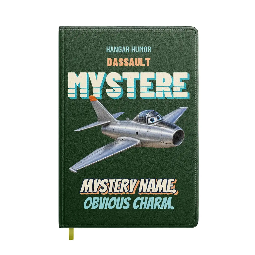 Dassault Super Mystere B2 - Mystery name. Obvious charm. design on dark green notebook