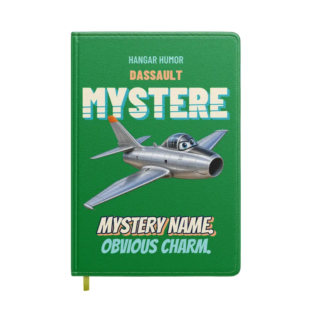 Dassault Super Mystere B2 - Mystery name. Obvious charm. design on green notebook