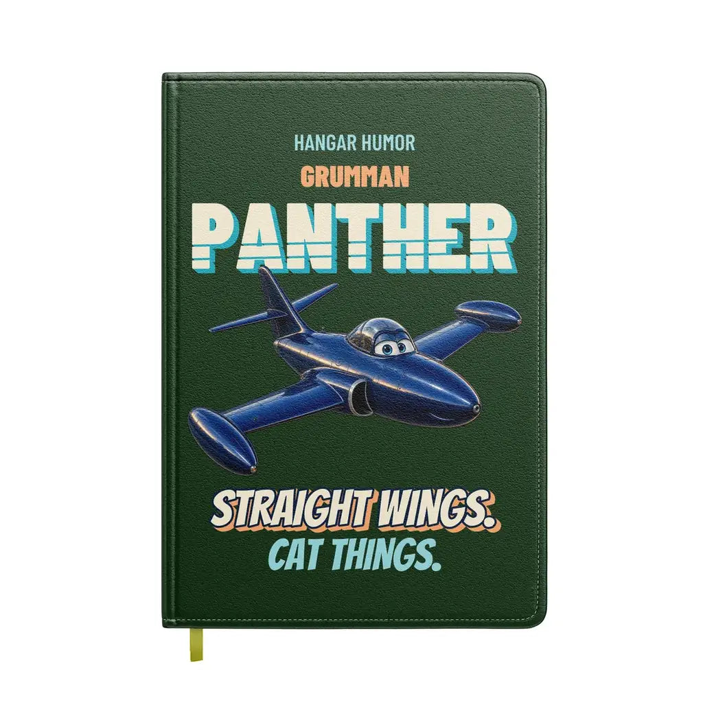 Grumman F9F-2 Panther - Straight wings. Cat things. design on dark green notebook