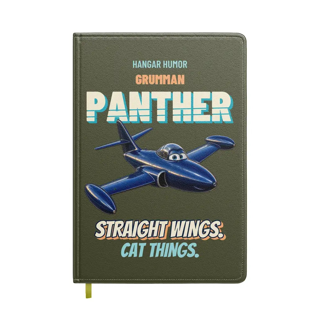 Grumman F9F-2 Panther - Straight wings. Cat things. design on green army notebook