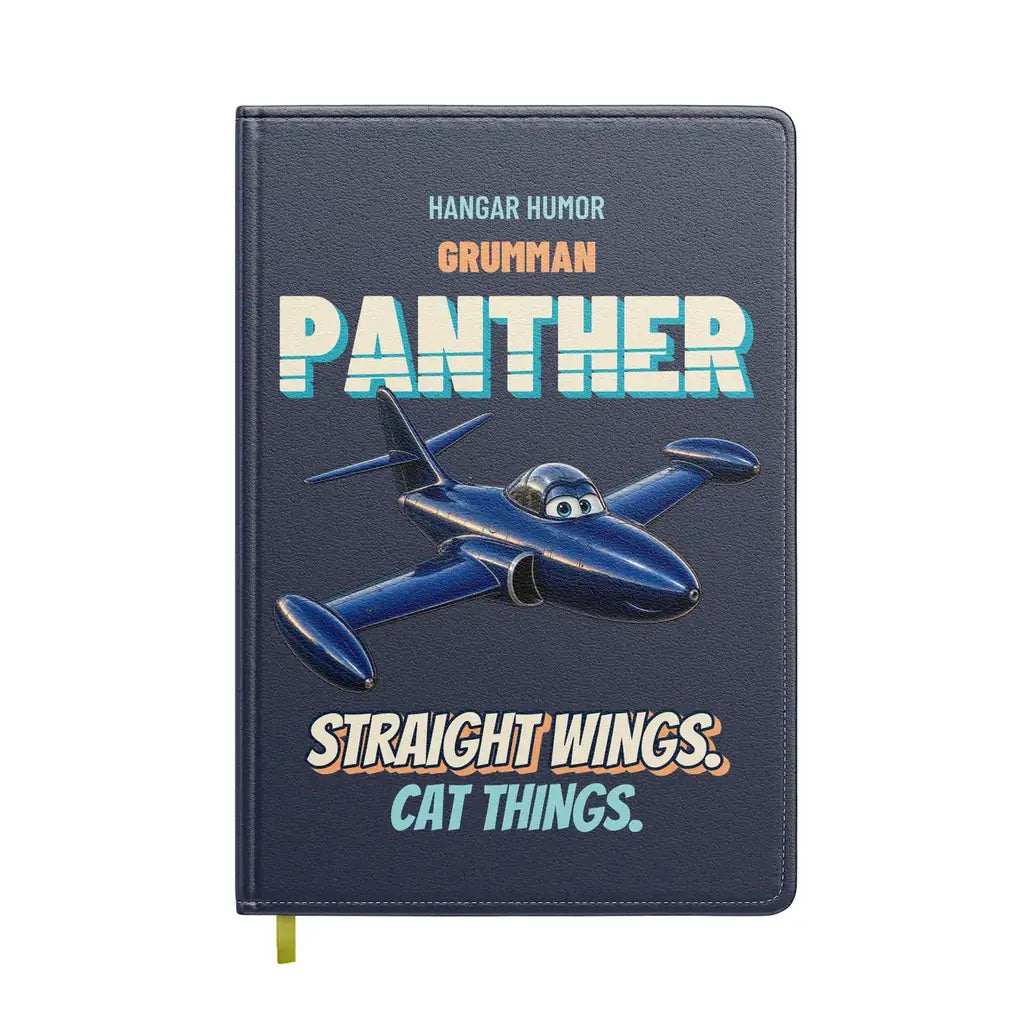 Grumman F9F-2 Panther - Straight wings. Cat things. design on navy blue notebook