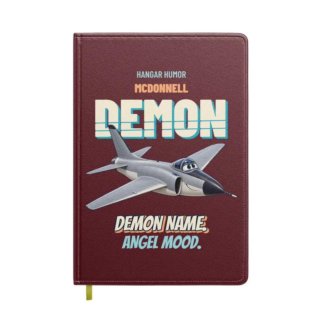 McDonnell F3H-2 Demon - Demon name. Angel mood. design on dark red notebook