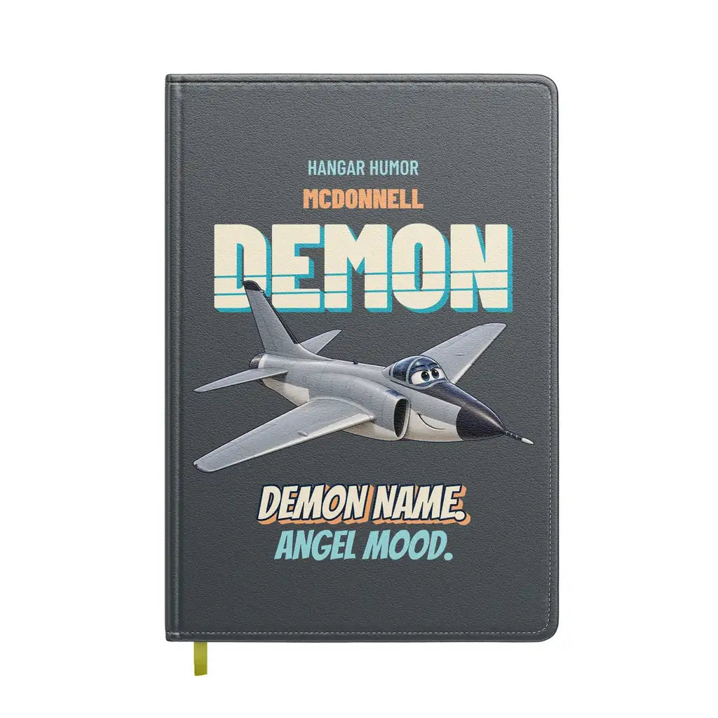 McDonnell F3H-2 Demon - Demon name. Angel mood. design on gray notebook