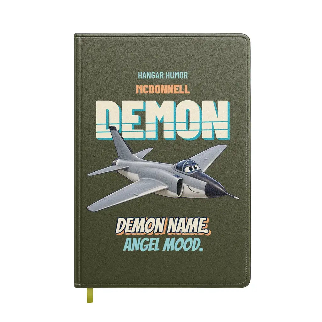McDonnell F3H-2 Demon - Demon name. Angel mood. design on green army notebook