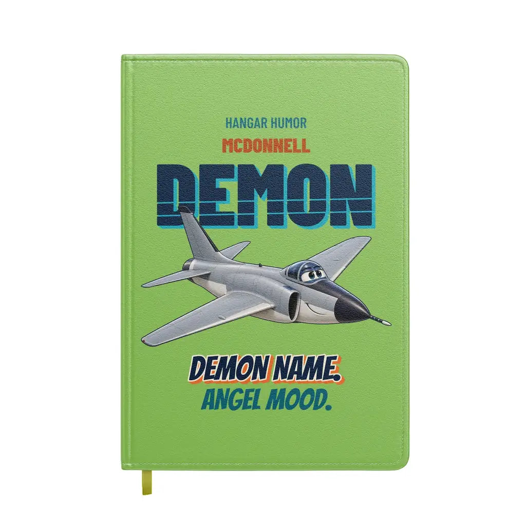 McDonnell F3H-2 Demon - Demon name. Angel mood. design on light green notebook