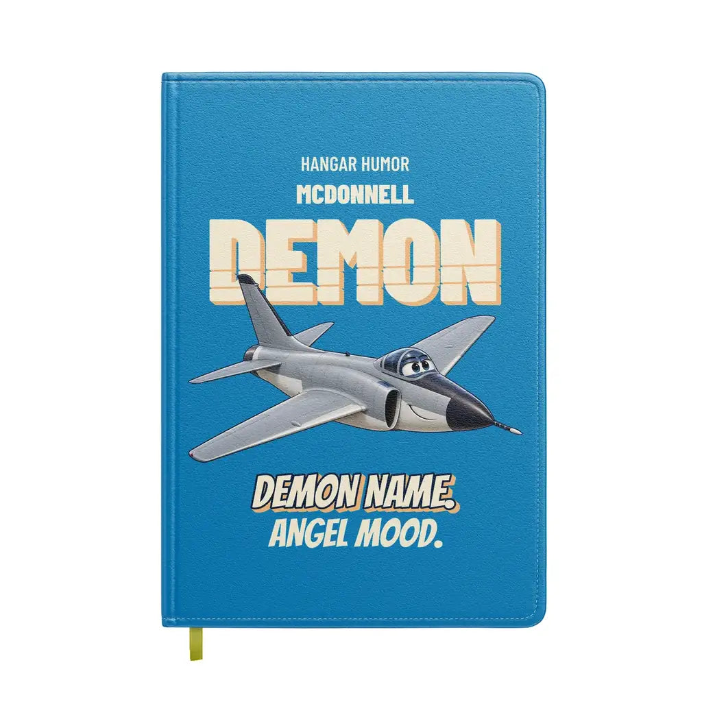 McDonnell F3H-2 Demon - Demon name. Angel mood. design on turquoise notebook
