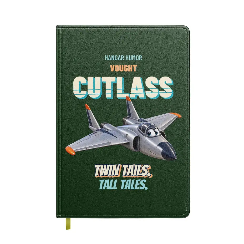 Vought F7U-3 Cutlass - Twin tails. Tall tales. design on dark green notebook