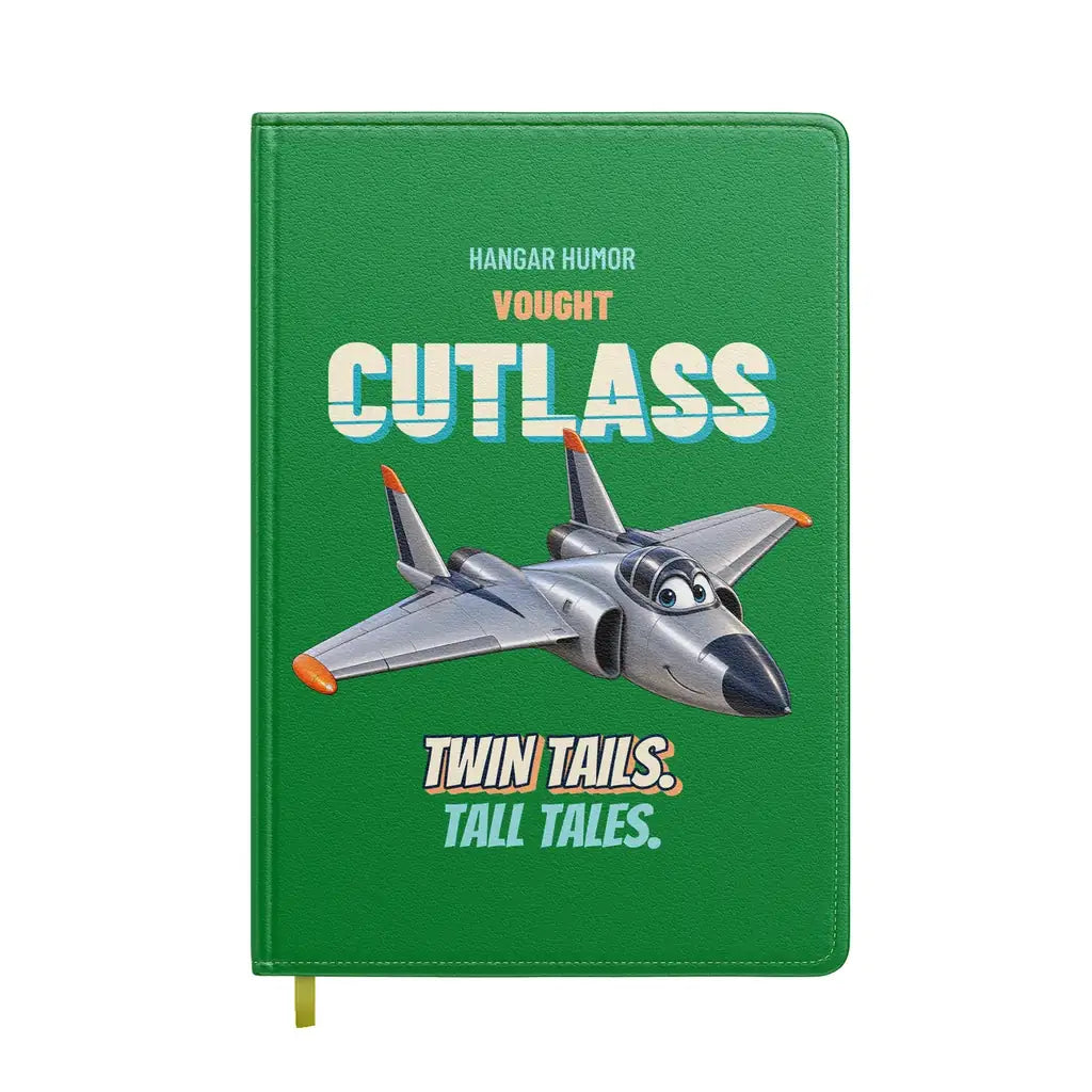 Vought F7U-3 Cutlass - Twin tails. Tall tales. design on green notebook