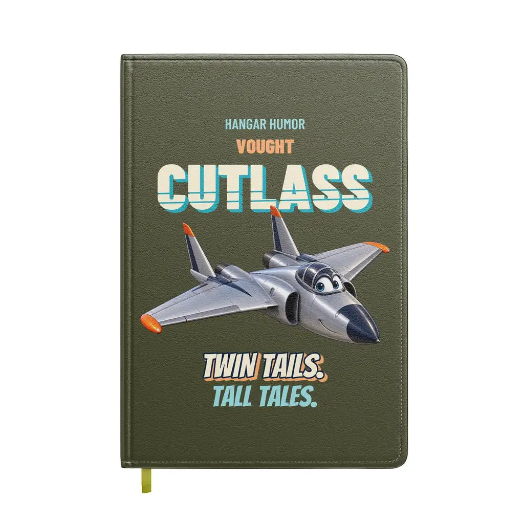 Vought F7U-3 Cutlass - Twin tails. Tall tales. design on green army notebook