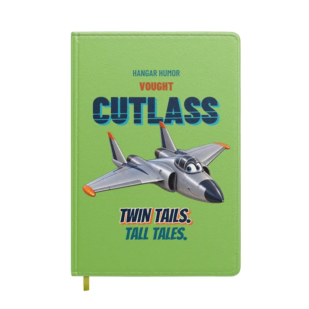 Vought F7U-3 Cutlass - Twin tails. Tall tales. design on light green notebook