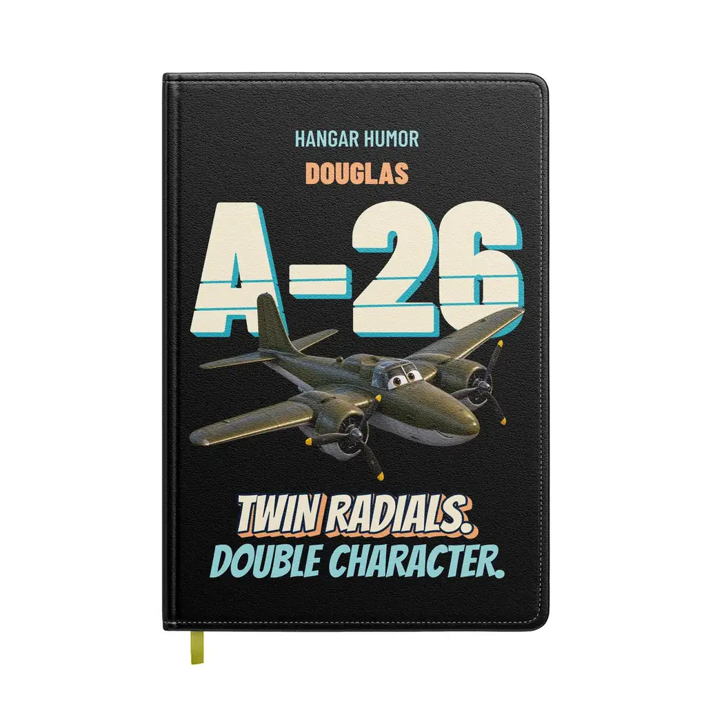 Douglas A-26B Invader - Twin radials. Double character. design on black notebook