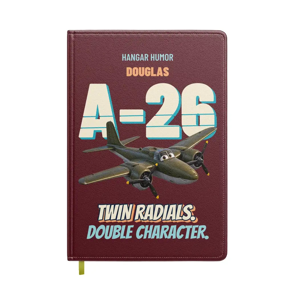 Douglas A-26B Invader - Twin radials. Double character. design on dark red notebook