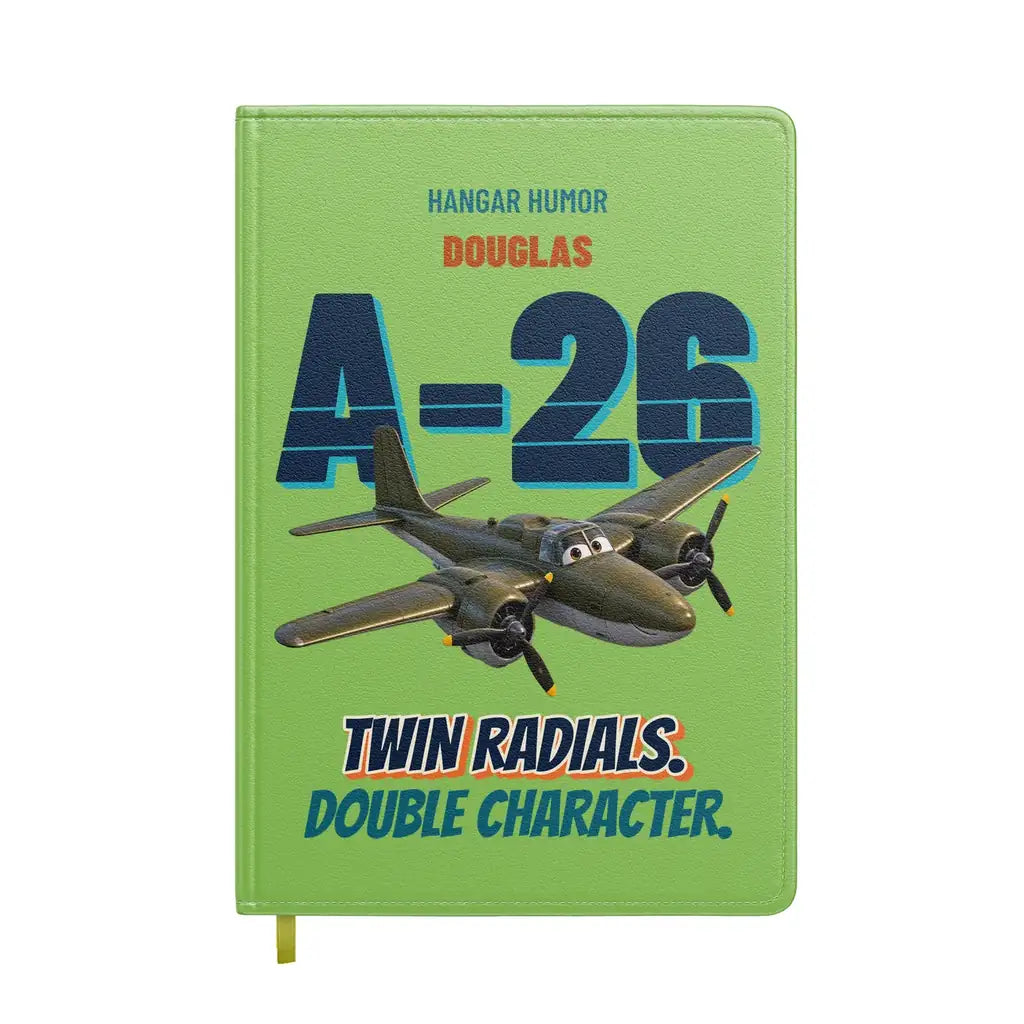 Douglas A-26B Invader - Twin radials. Double character. design on light green notebook