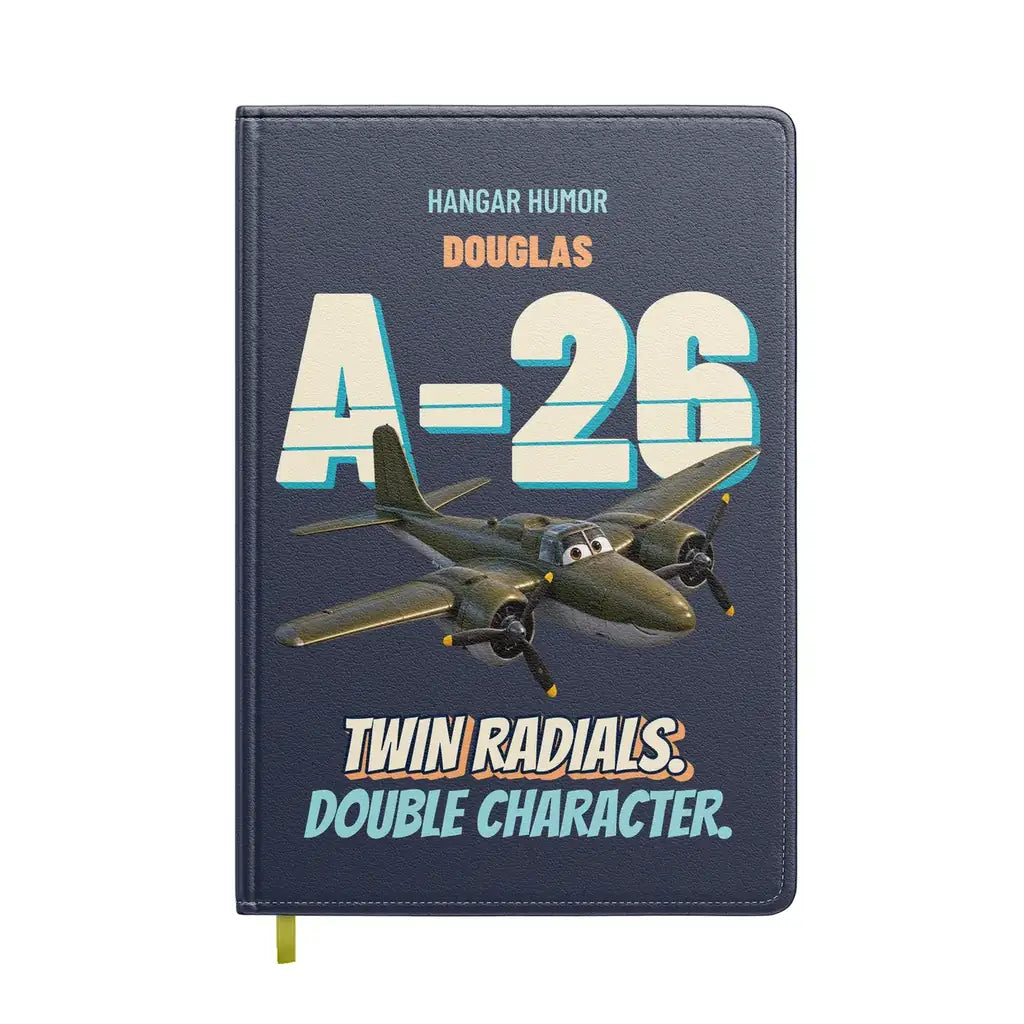 Douglas A-26B Invader - Twin radials. Double character. design on navy blue notebook