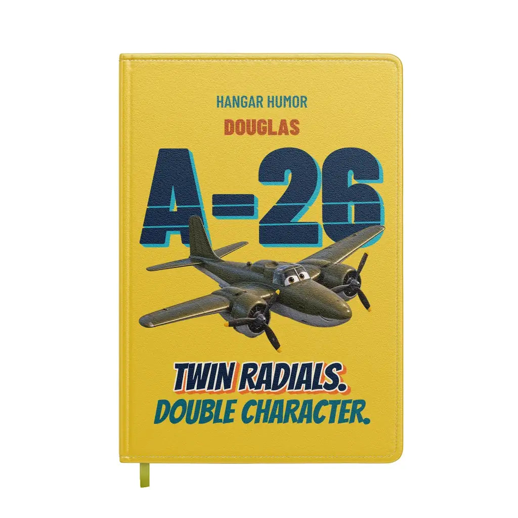 Douglas A-26B Invader - Twin radials. Double character. design on yellow notebook