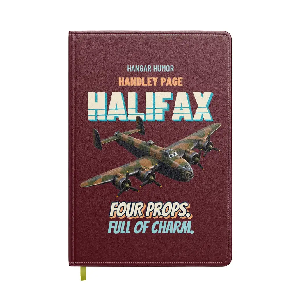 Handley Page Halifax B Mk III - Four props. Full of charm. design on dark red notebook