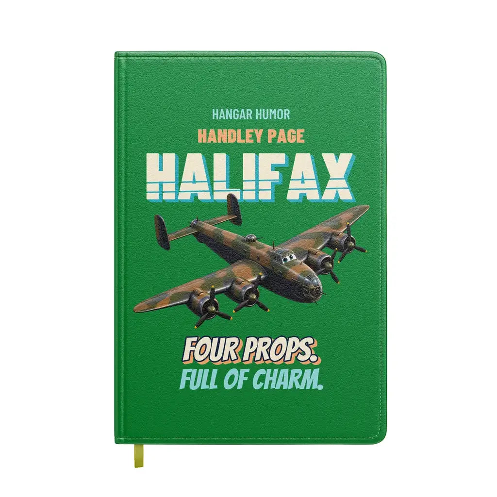 Handley Page Halifax B Mk III - Four props. Full of charm. design on green notebook