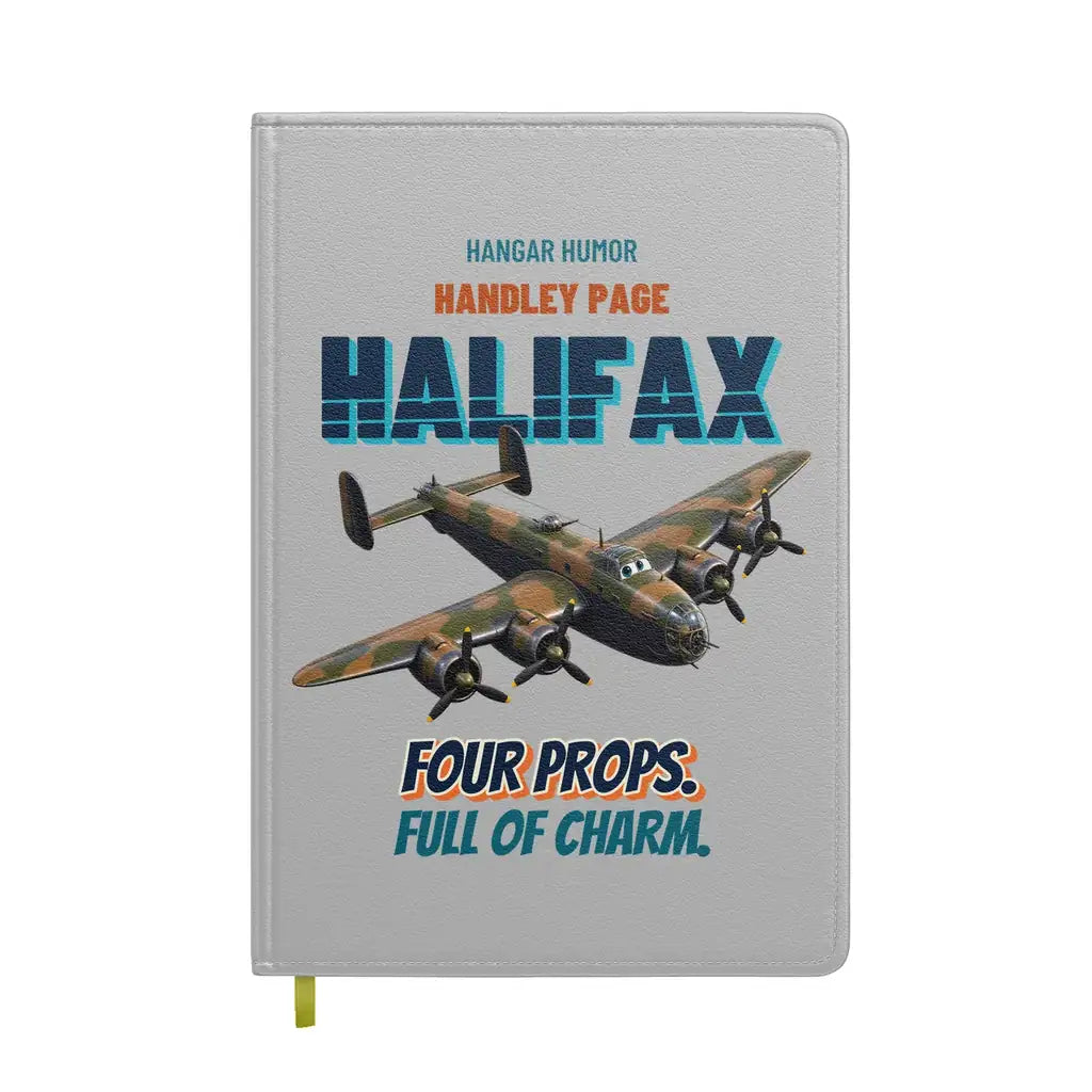 Handley Page Halifax B Mk III - Four props. Full of charm. design on light gray notebook