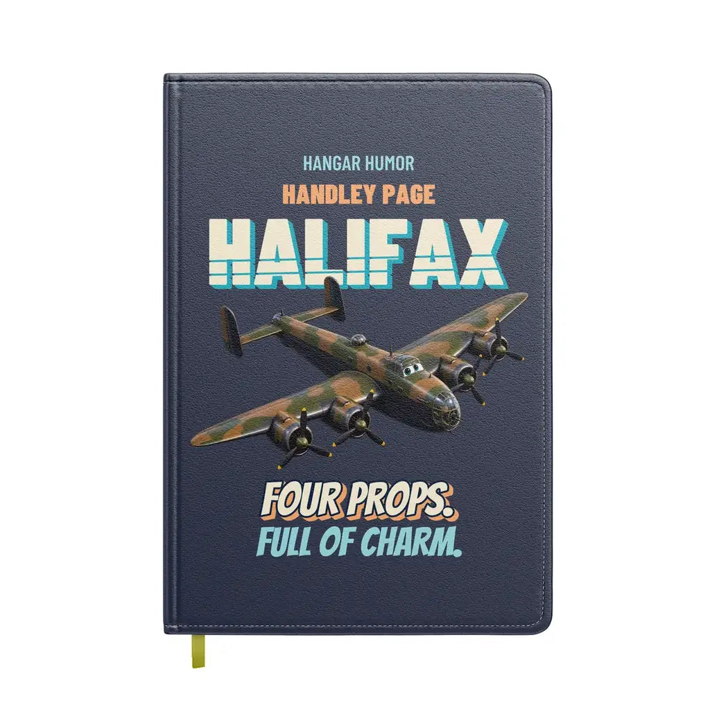 Handley Page Halifax B Mk III - Four props. Full of charm. design on navy blue notebook