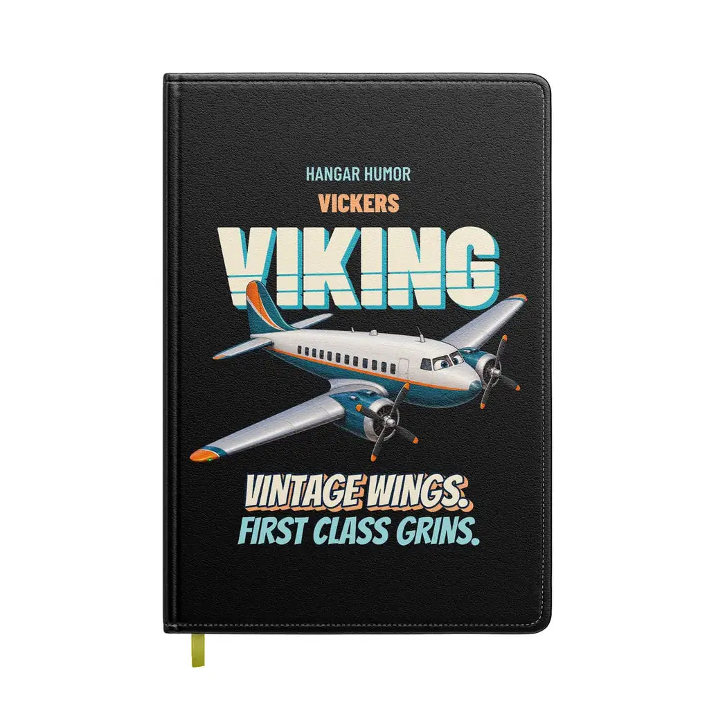 Vickers Viking 1B - Vintage wings. First class grins. design on black notebook