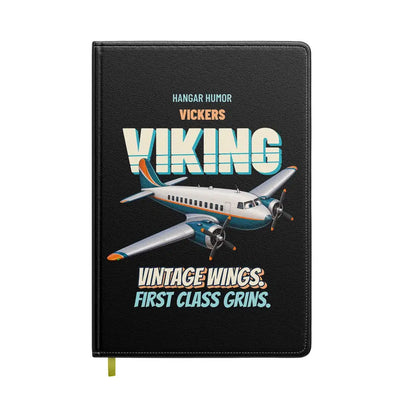 Vickers Viking 1B - Vintage wings. First class grins. design on black notebook