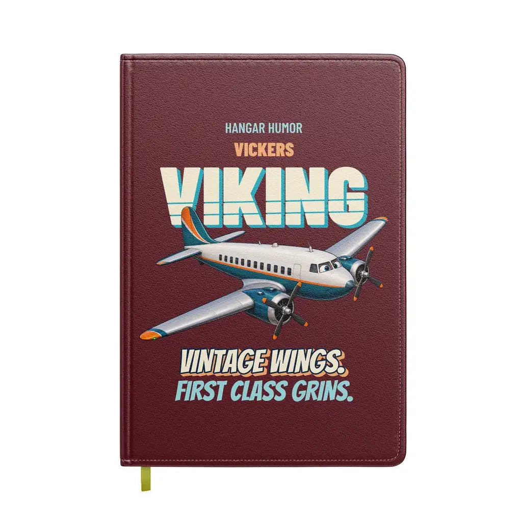 Vickers Viking 1B - Vintage wings. First class grins. design on dark red notebook