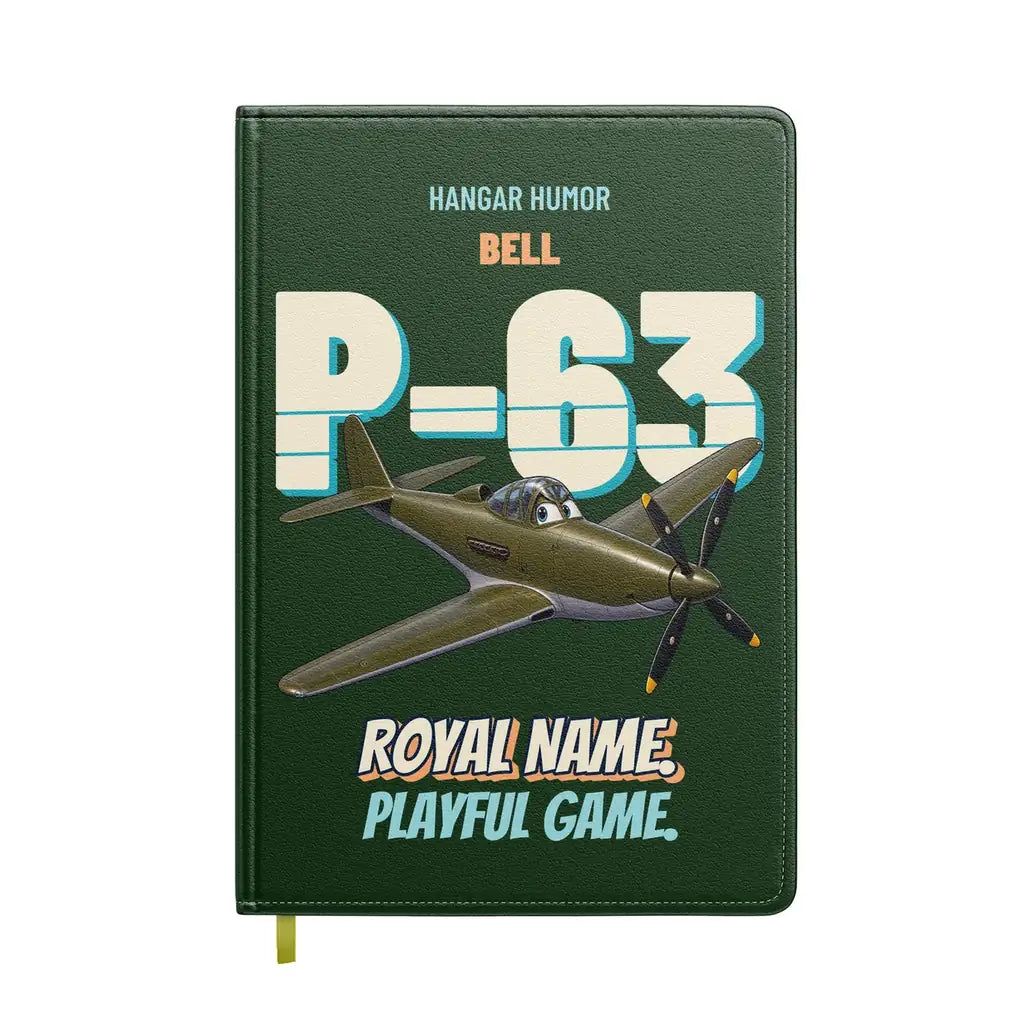 Bell P-63A Kingcobra - Royal name. Playful game. design on dark green notebook