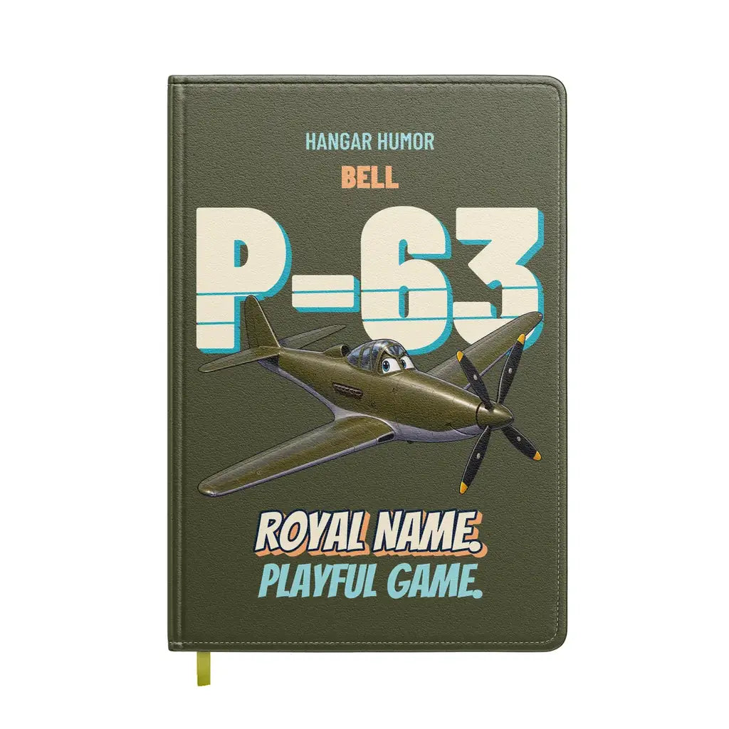 Bell P-63A Kingcobra - Royal name. Playful game. design on green army notebook