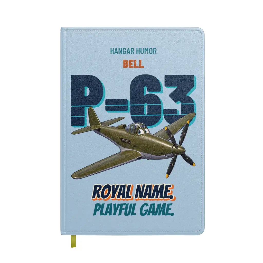 Bell P-63A Kingcobra - Royal name. Playful game. design on light blue notebook