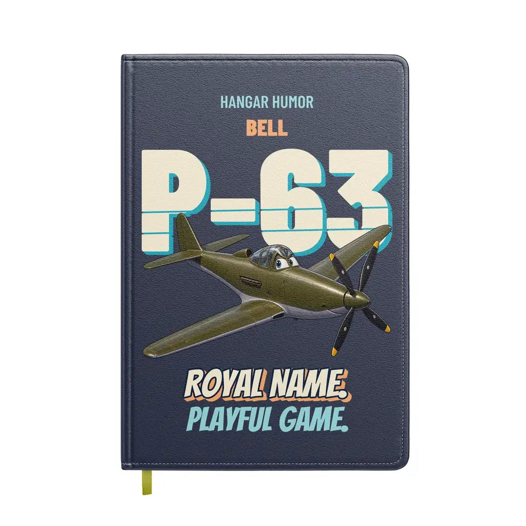 Bell P-63A Kingcobra - Royal name. Playful game. design on navy blue notebook