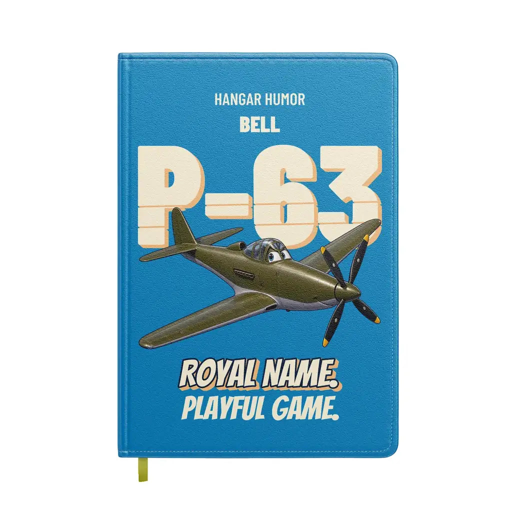 Bell P-63A Kingcobra - Royal name. Playful game. design on turquoise notebook